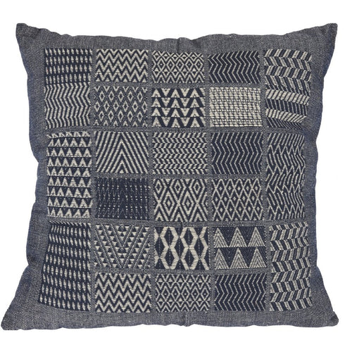 Artisan Hand Loomed Cotton Square Pillow - Indigo Blocks - 24" Arcadia Home - Che Cose Belle