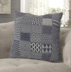 Artisan Hand Loomed Cotton Square Pillow - Indigo Blocks - 24" Arcadia Home - Che Cose Belle