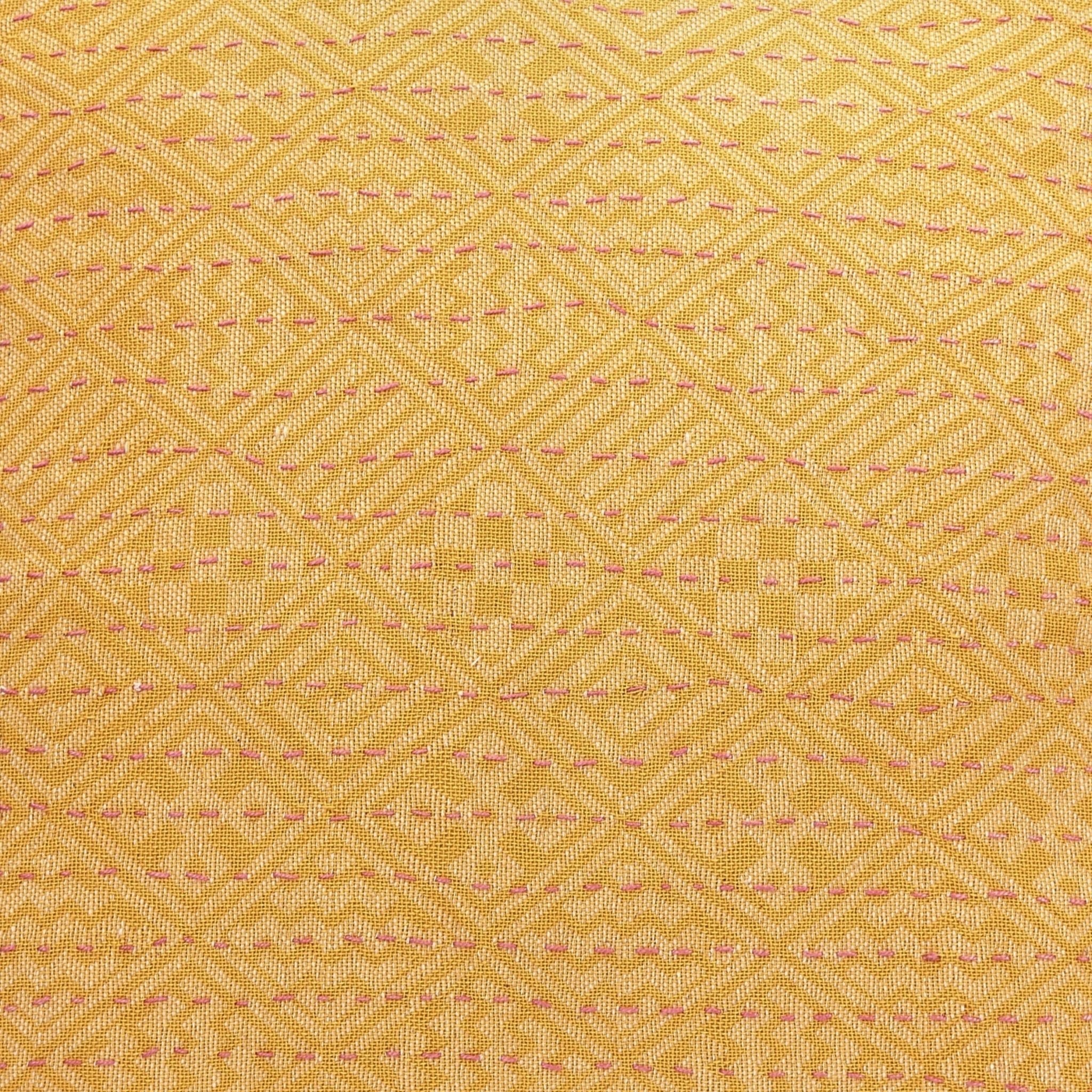 Artisan Hand Loomed Cotton Square Pillow - Yellow Diamond - 24" Arcadia Home - Che Cose Belle