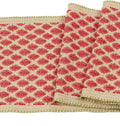 Artisan Hand Loomed Cotton Table Runner - Red Green Stitching - 18"x96" Arcadia Home - Che Cose Belle