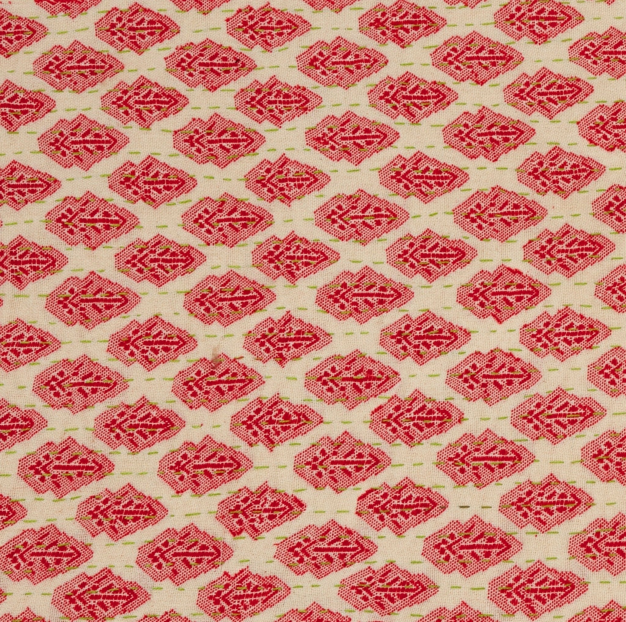 Artisan Hand Loomed Cotton Table Runner - Red Green Stitching - 18"x96" Arcadia Home - Che Cose Belle