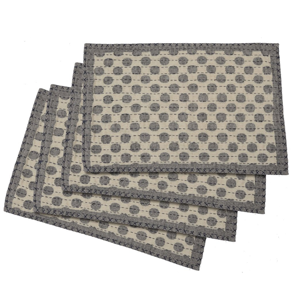 Artisan Hand Loomed Placemat - Gray Dots - 14" x 19"- Set of 4 Arcadia Home - Che Cose Belle