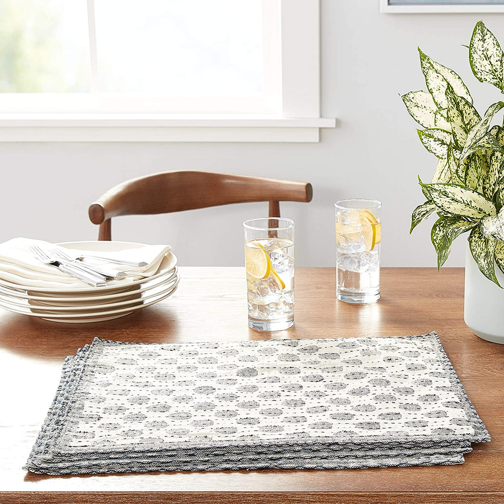 Artisan Hand Loomed Placemat - Gray Dots - 14" x 19"- Set of 4 Arcadia Home - Che Cose Belle