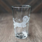 Astronaut Cat Beer Pint Glass - etched glassware - Che Cose Belle
