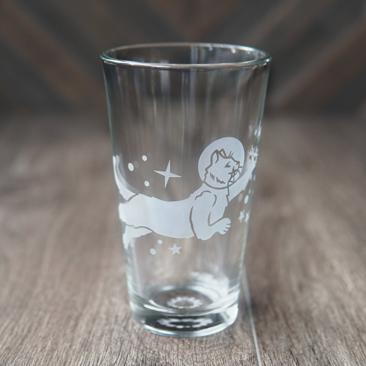 Astronaut Cat Beer Pint Glass - etched glassware - Che Cose Belle