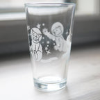Astronaut Cat Beer Pint Glass - etched glassware - Che Cose Belle