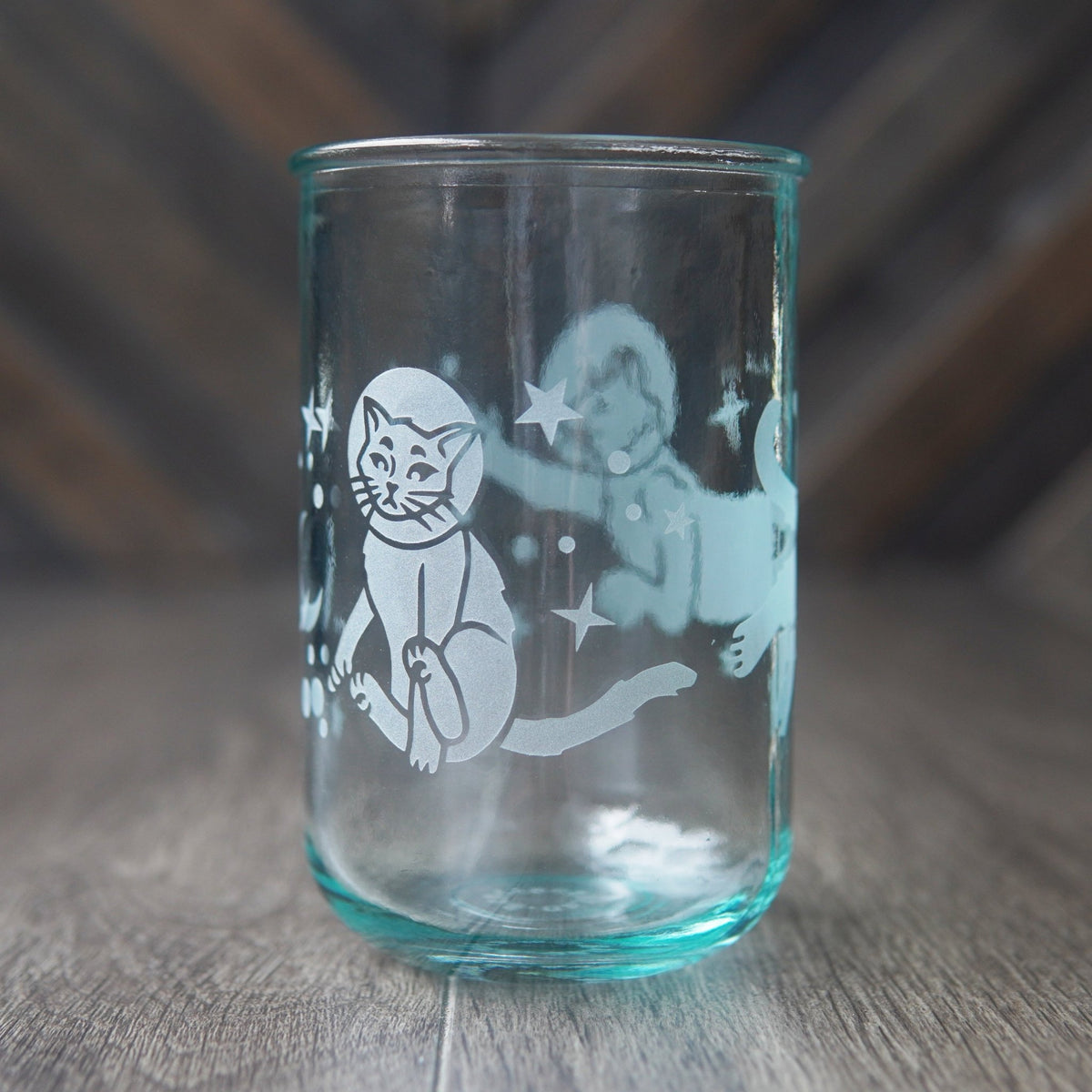 Astronaut Space Cats Rustic Recycled Glass Candle Cup - Che Cose Belle