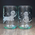 Astronaut Space Cats Rustic Recycled Glass Candle Cup - Che Cose Belle