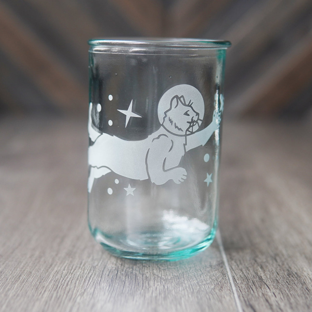 Astronaut Space Cats Rustic Recycled Glass Candle Cup - Che Cose Belle