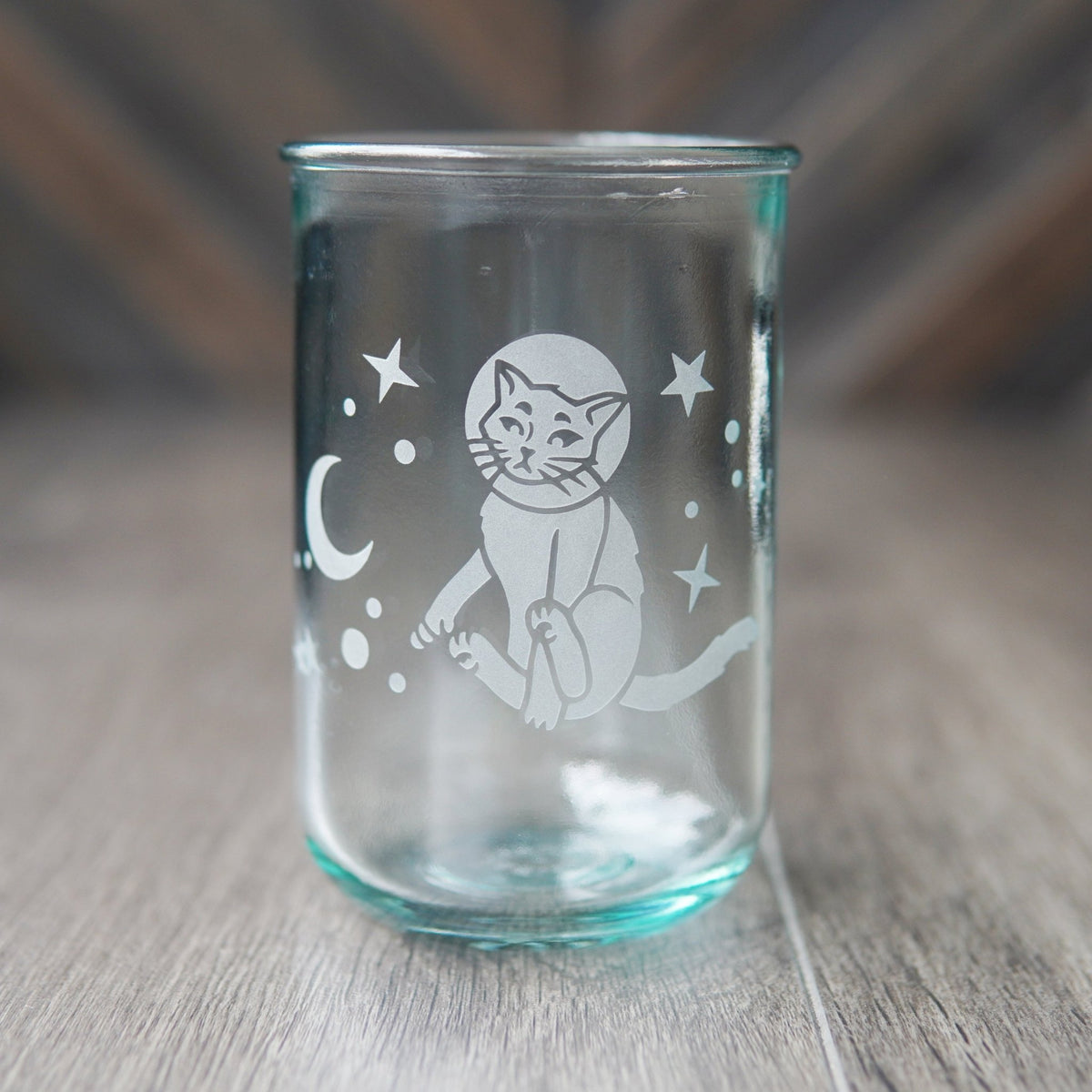 Astronaut Space Cats Rustic Recycled Glass Candle Cup - Che Cose Belle