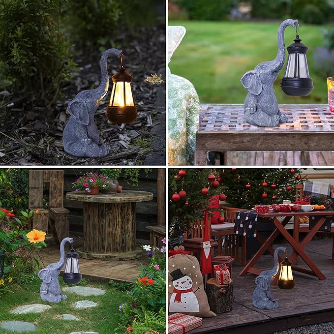 Attivolife Lucky Elephant Solar Statue Light for Garden Decor, Outdoor Waterproof Figurines Lamp, Art Patio Lawn Easter Balcon Yard Ornament - Beautifully Home Ideal Birthdays Gifts for Women Mom - Che Cose Belle