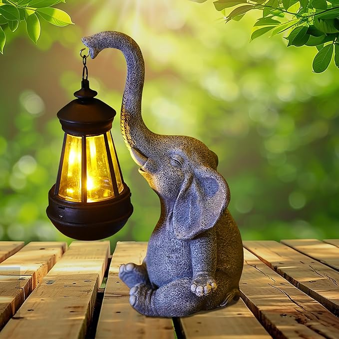 Attivolife Lucky Elephant Solar Statue Light for Garden Decor, Outdoor Waterproof Figurines Lamp, Art Patio Lawn Easter Balcon Yard Ornament - Beautifully Home Ideal Birthdays Gifts for Women Mom - Che Cose Belle