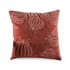 Auburn Pumpkin Embroidered Velvet Pillow - Che Cose Belle