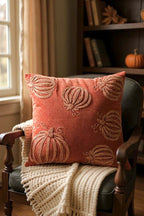 Auburn Pumpkin Embroidered Velvet Pillow - Che Cose Belle
