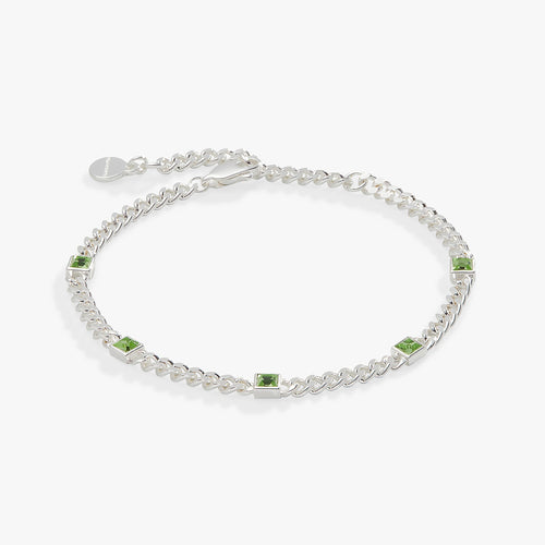 August Birthstone Peridot Curb Chain Bracelet - Che Cose Belle