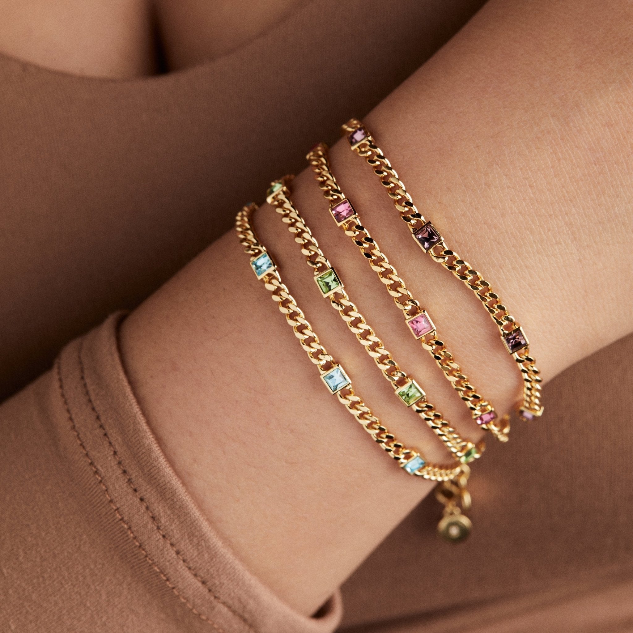 August Birthstone Peridot Curb Chain Bracelet - Che Cose Belle