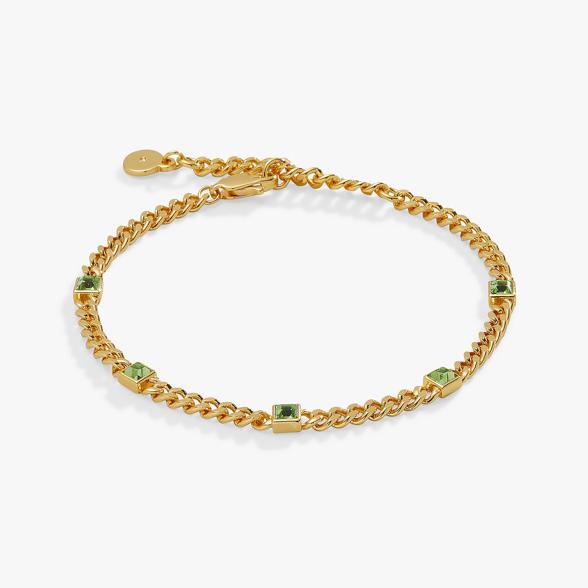 August Birthstone Peridot Curb Chain Bracelet - Che Cose Belle