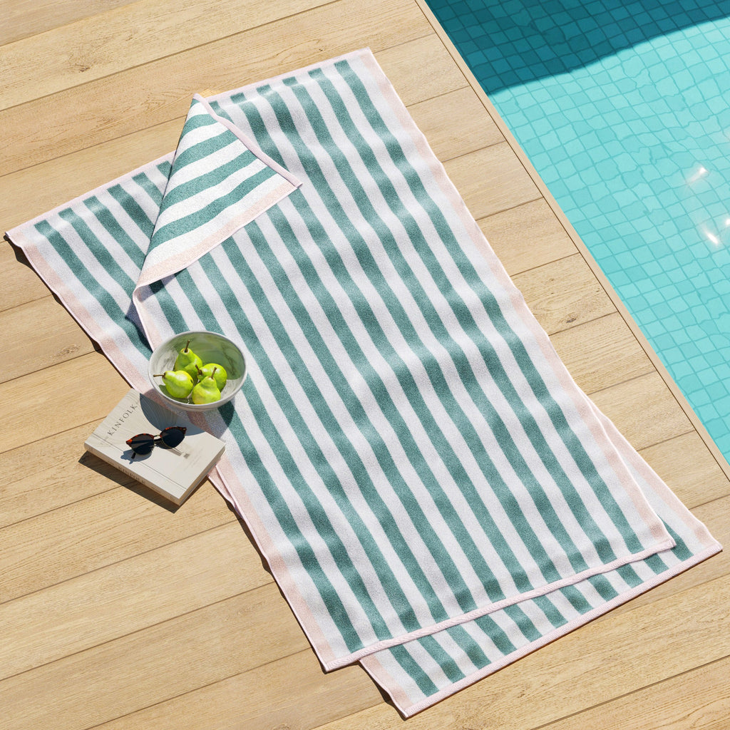 Oversized Striped Border Cabana Beach Towel - Santa Cruz