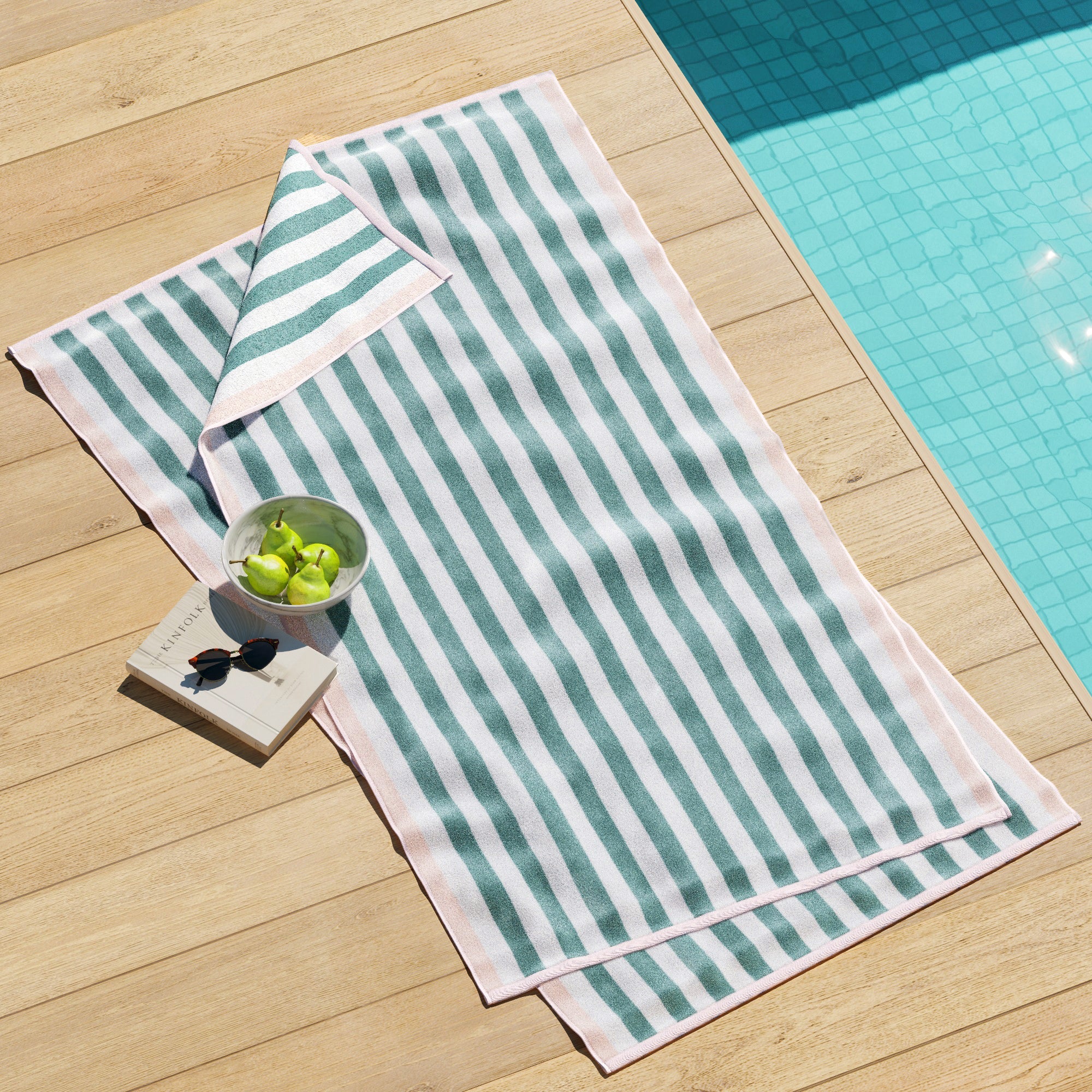 Oversized Striped Border Cabana Beach Towel - Santa Cruz
