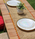 Aura Raffia table Runner, colorful edge tabletop - Che Cose Belle