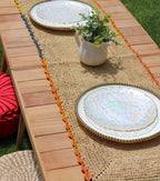 Aura Raffia table Runner, colorful edge tabletop - Che Cose Belle