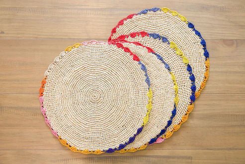 Aura raffia tabletop, colorful edge placemat - Che Cose Belle