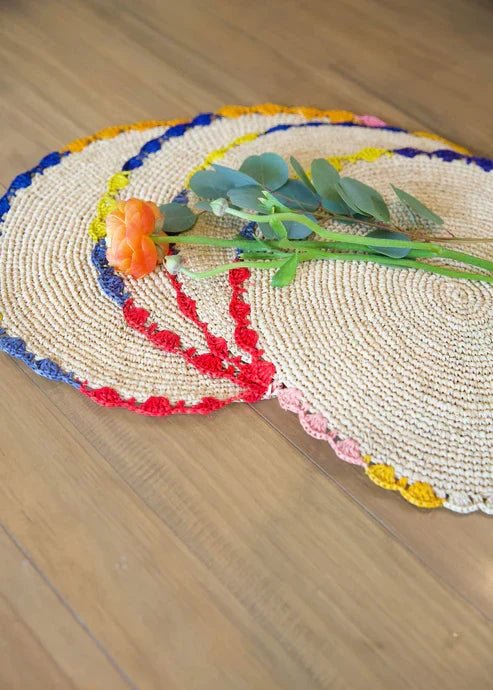 Aura raffia tabletop, colorful edge placemat - Che Cose Belle