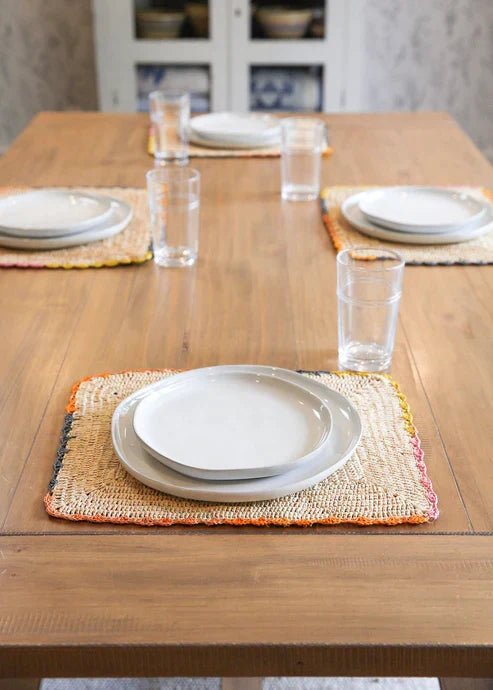 Aura raffia tabletop, colorful edge placemat - Che Cose Belle