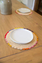Aura raffia tabletop, colorful edge placemat - Che Cose Belle