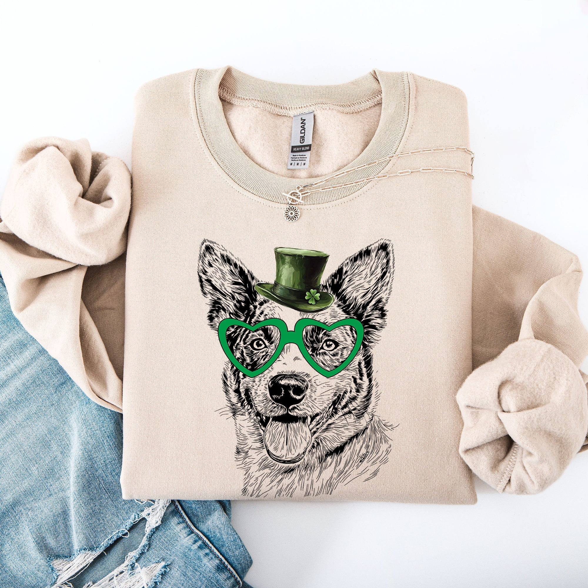 Australian Cattle, Blue Heeler, Adorable Dog, St Patrick's Day, Lucky, Irish Sweatshirt - Che Cose Belle