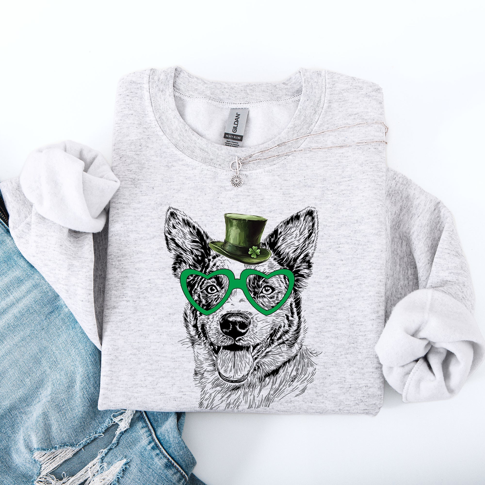 Australian Cattle, Blue Heeler, Adorable Dog, St Patrick's Day, Lucky, Irish Sweatshirt - Che Cose Belle