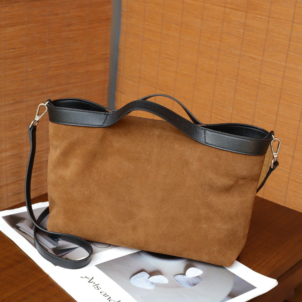 Autumn And Winter New Matte Cowhide Tote Bag, Simple And Versatile, Large Capacity Handbag, Commuting Crossbody Real Leather Women's Bag - Che Cose Belle