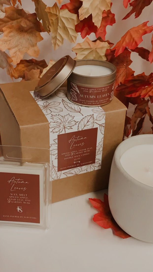 Autumn Leaves Cement Candle - Che Cose Belle
