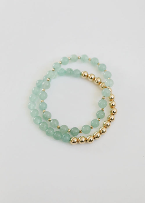 Aventurine Gemstone + 14K Gold Filled || Beaded Stretch Bracelets - Che Cose Belle