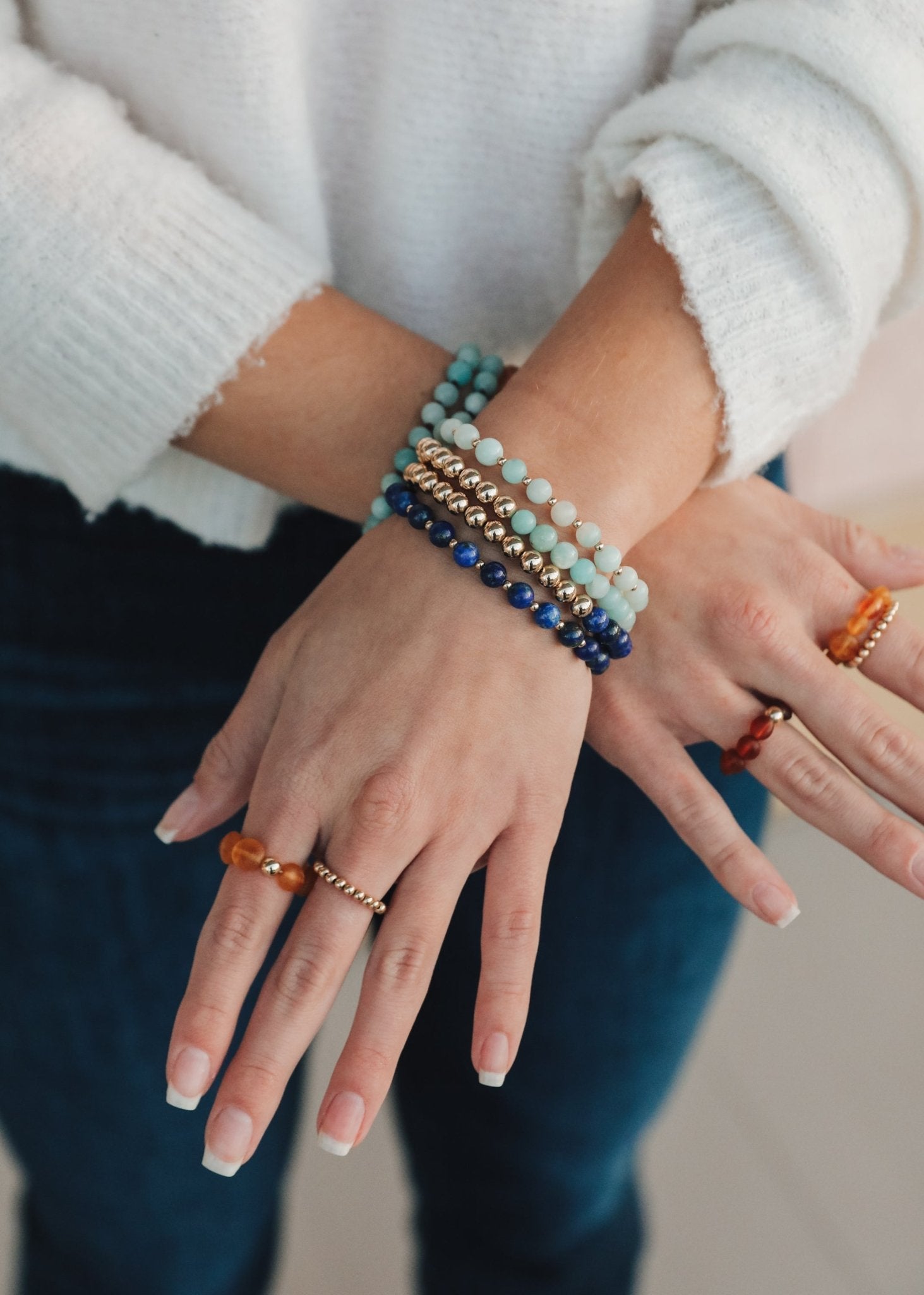 Aventurine Gemstone + 14K Gold Filled || Beaded Stretch Bracelets - Che Cose Belle