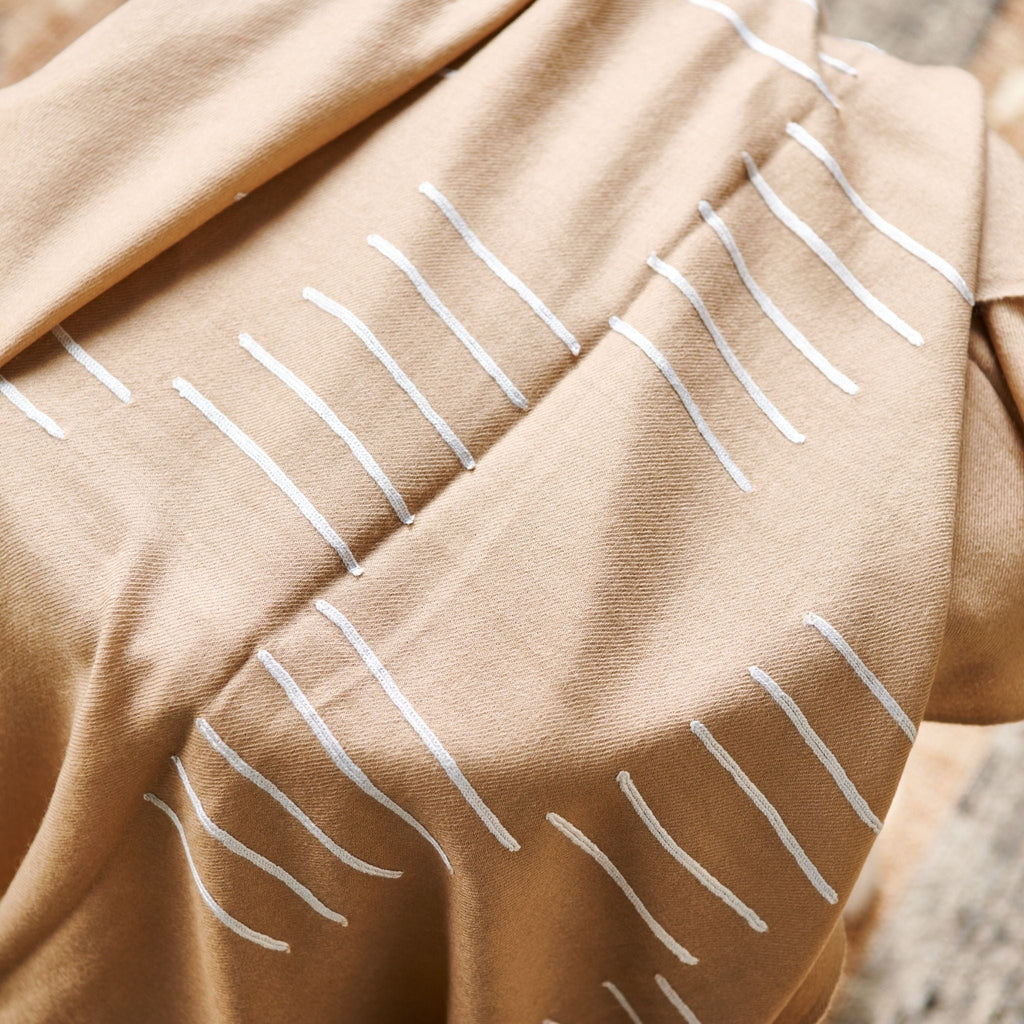 Maple Beige Handwoven Hand Embroidered Classic Scarf