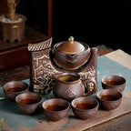 Portable Chinese Ceramic Tea Set with Travel Teapot & Cups