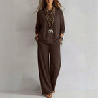 Women's Batwing-Sleeve Oversized Top & Wide-Leg Pants Set