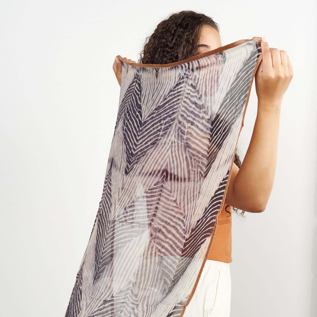Samu Hand Crafted  Shibori Print Silk Chiffon Sqaure Scarf