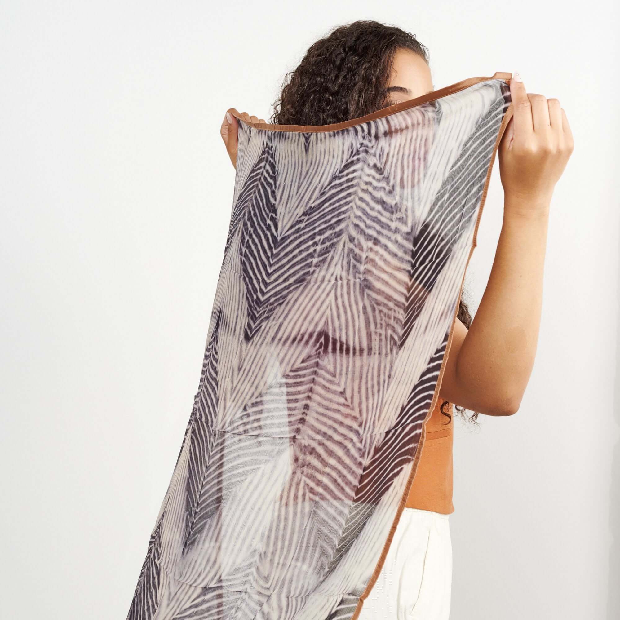 Samu Hand Crafted  Shibori Print Silk Chiffon Sqaure Scarf