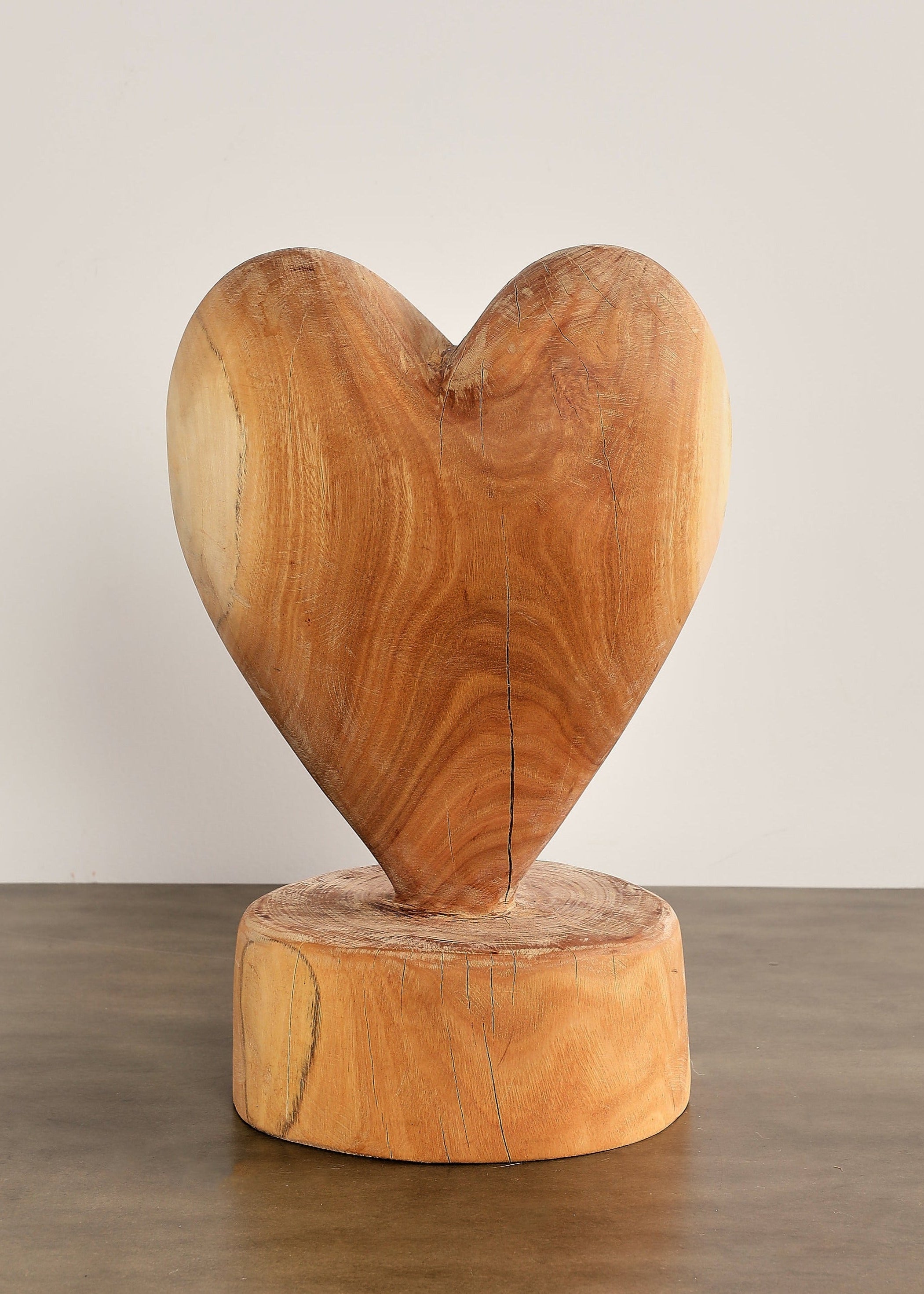 Heart on a Pedestal Eucalyptus Wood Sculpture