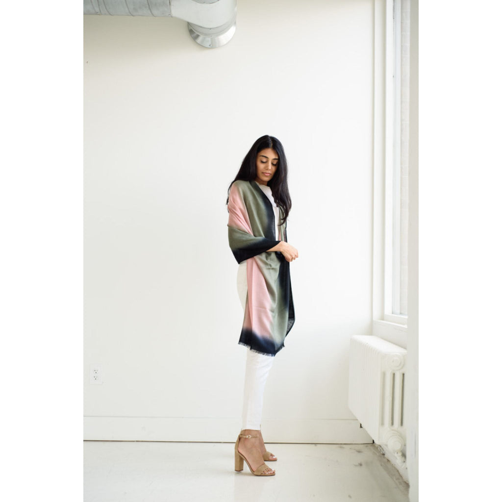 Iris Kiwi Cashmere Merino Handwoven Scarf