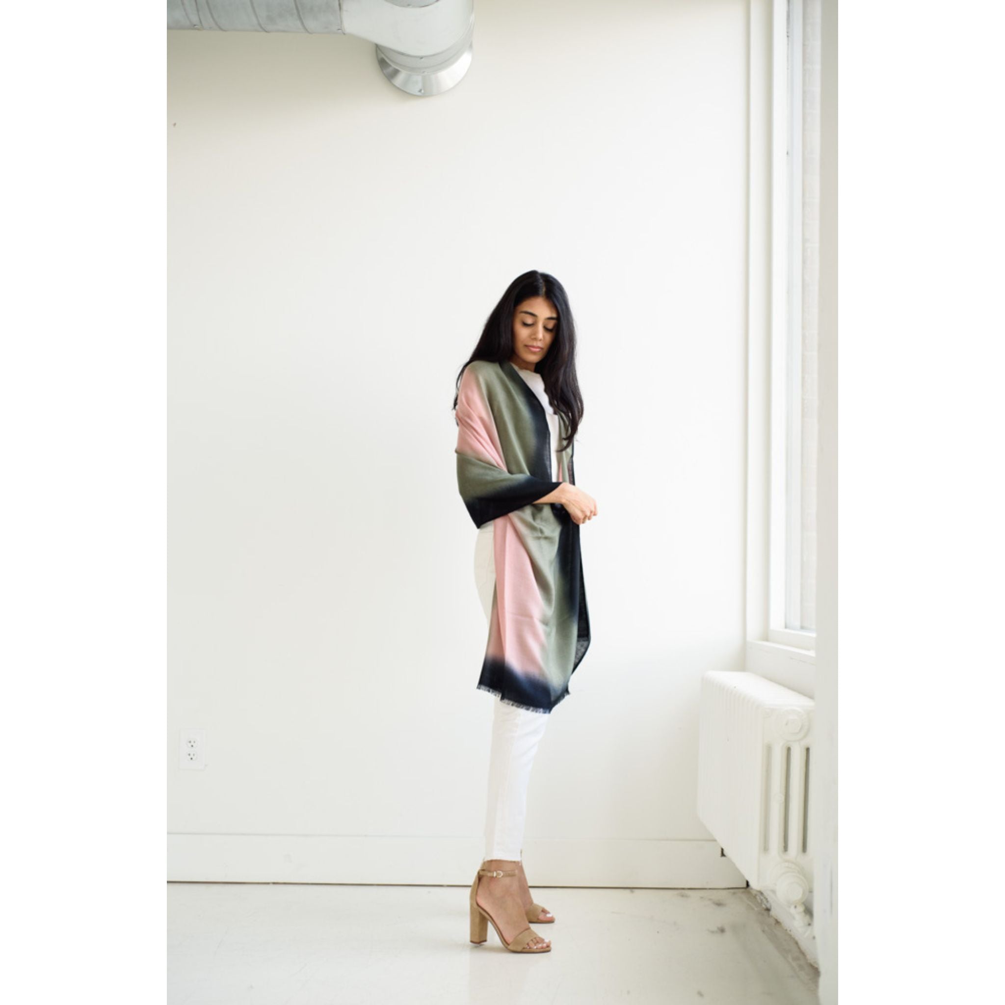 Iris Kiwi Cashmere Merino Handwoven Scarf