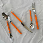 S/10 French Retro Flatware Set, Stainless Steel Rivet Cutlery Silverware