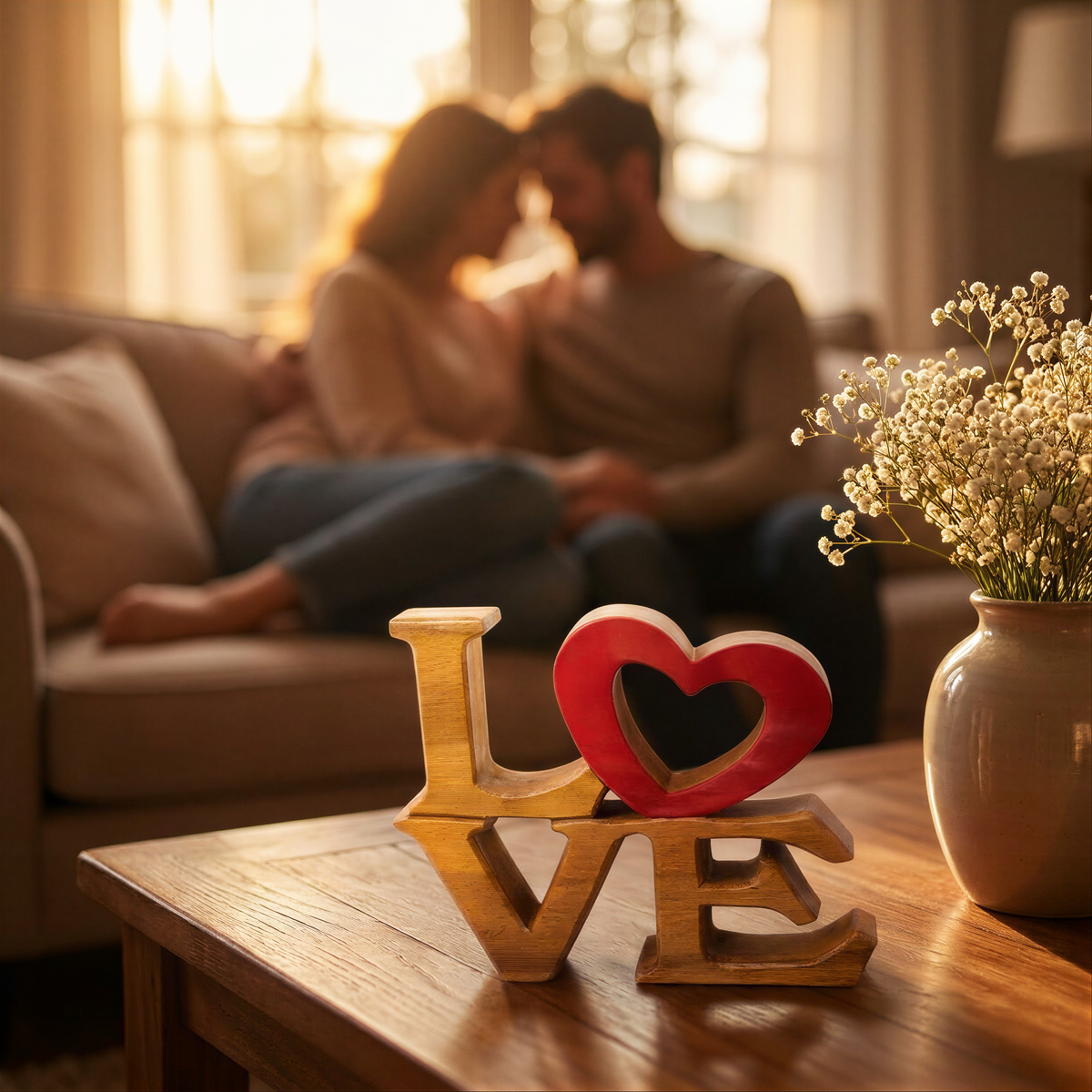 Elmija Enduring Love – Hand-Carved Wooden Sculpture, Handmade Decorative Home Art
