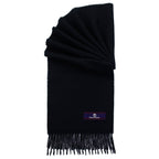 Prince of Scots Fringed Merino Wool Scarf - Navy