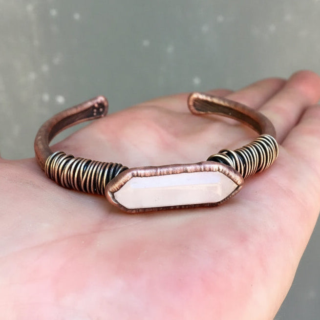 Quartz Double Terminated Bracelet - Handcrafted Copper Talisman For Clarity