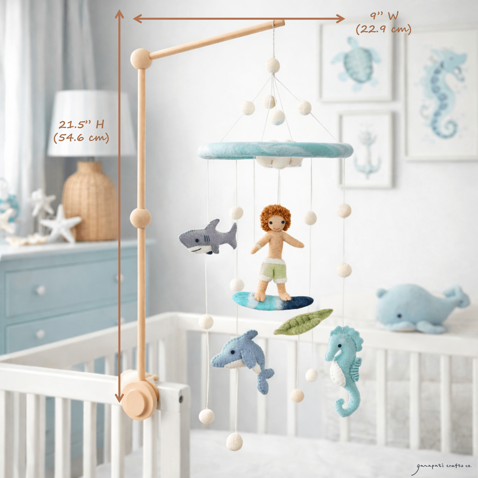 Baby Mobile - Surfer Boy & Ocean Creatures - Che Cose Belle