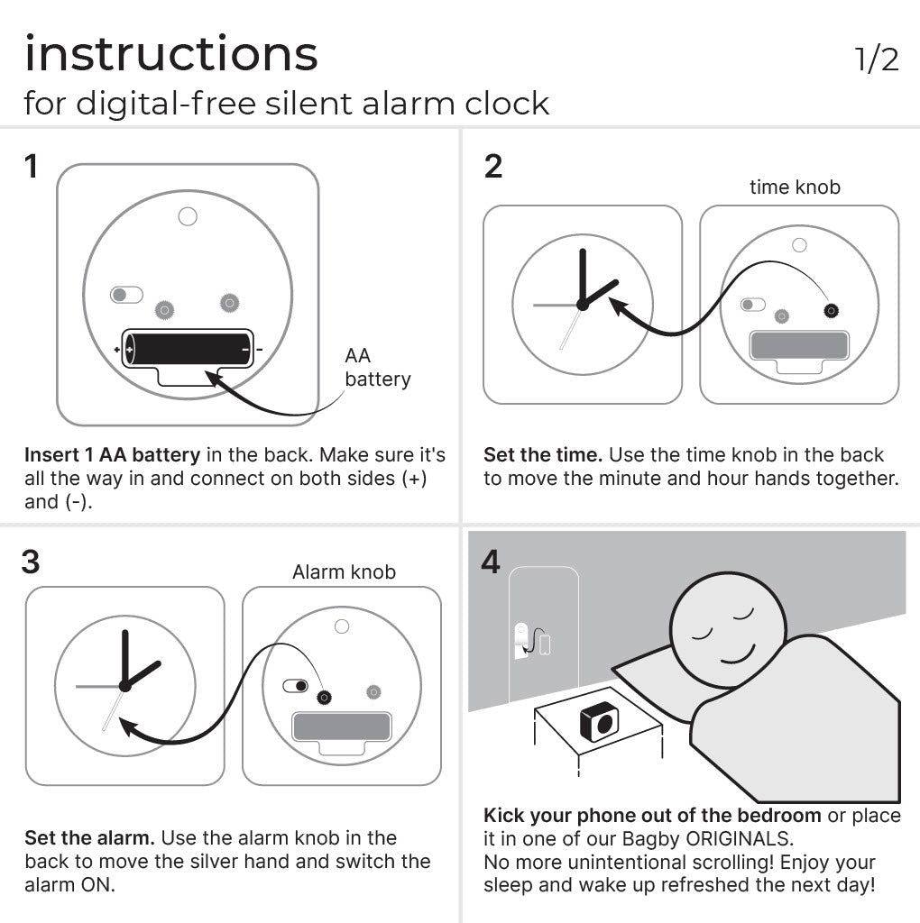 Bagby CLASSIC - Silent Alarm Clock - Che Cose Belle