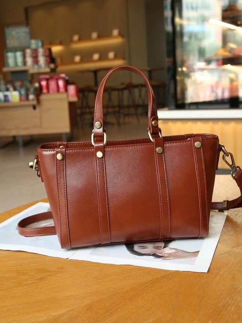 Baidie Leather Women's Bags Cross-Border Customizable New Handbag First Layer Cowhide Large Capacity Shoulder Messenger Tote Bag - Che Cose Belle